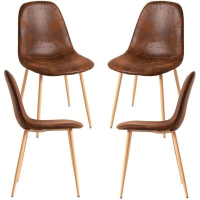 Regalos Miguel - Conjunto de 4 Cadeiras Teok Polipiel - Marrom Vintage - Cadeiras de jantar Regalos Miguel - Conjunto de 4 Cadeiras Teok Polipiel - Marrom Vintage - Cadeiras de jantar