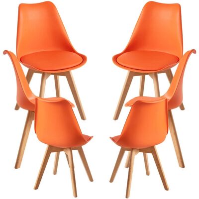 REGALOSMIGUEL Naranja - Pack 6 Sillas de Comedor - Polipiel y Polipropileno REGALOSMIGUEL Naranja - Pack 6 Sillas de Comedor - Polipiel y Polipropileno