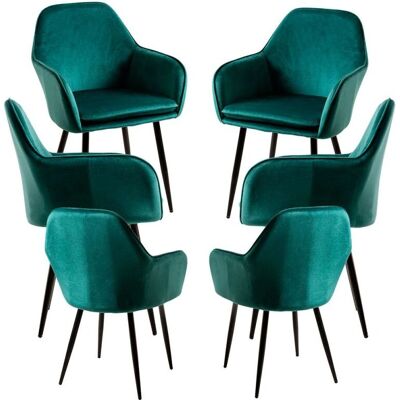 Regalos Miguel Modelo 6 Cadeiras de Jantar Veludo Preto - Conjunto de Mesa Regalos Miguel Modelo 6 Cadeiras de Jantar Veludo Preto - Conjunto de Mesa