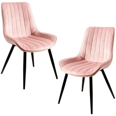 Cadeiras de jantar em veludo rosa Miguel - Conjunto de 2 Cadeiras de jantar em veludo rosa Miguel - Conjunto de 2