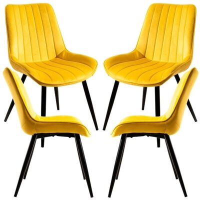 Regalos Miguel - Conjunto de 4 Cadeiras - Veludo Amarelo - Sala de Jantar Regalos Miguel - Conjunto de 4 Cadeiras - Veludo Amarelo - Sala de Jantar