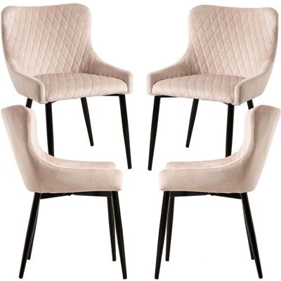 RegalosMiguel Pack 4 Sillas Terciopelo Beige RegalosMiguel Pack 4 Sillas Terciopelo Beige