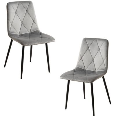 Cadeiras de jantar em veludo cinza Miguel - Pack de 2 Cadeiras de jantar em veludo cinza Miguel - Pack de 2