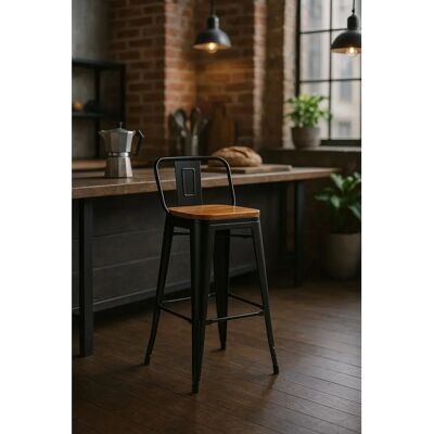 Regalos Miguel Taburete Torix Respaldo Madera Natural Estilo Industrial - Cocina Regalos Miguel Taburete Torix Respaldo Madera Natural Estilo Industrial - Cocina