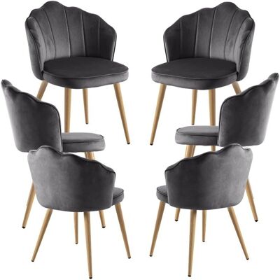 Cadeiras de jantar em veludo Miguel - Pack de 6 - Estilo escandinavo Cadeiras de jantar em veludo Miguel - Pack de 6 - Estilo escandinavo