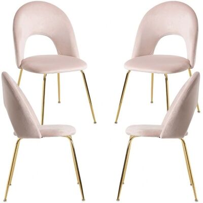 Regalos Miguel Conjunto de 4 Cadeiras Veludo Dourado Regalos Miguel Conjunto de 4 Cadeiras Veludo Dourado