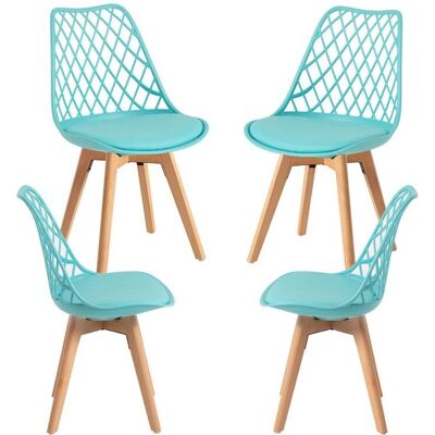 Conjunto de 4 Cadeiras de Jantar Aguamarina Miguel - Nordico Conjunto de 4 Cadeiras de Jantar Aguamarina Miguel - Nordico