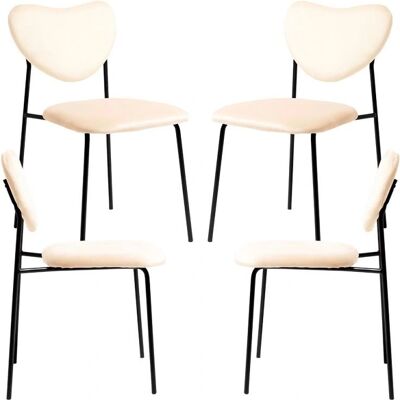 Cadeiras de sala de jantar em veludo bege Miguel - Conjunto de 4 Cadeiras de sala de jantar em veludo bege Miguel - Conjunto de 4