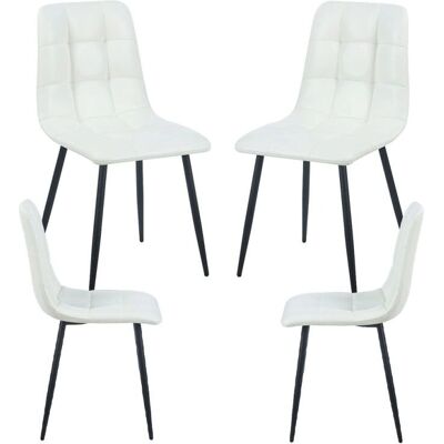 RegalosMiguel Pacote 4 Cadeiras Couro Sintético - Branco - Dimensões do Assento e Encosto RegalosMiguel Pacote 4 Cadeiras Couro Sintético - Branco - Dimensões do Assento e Encosto