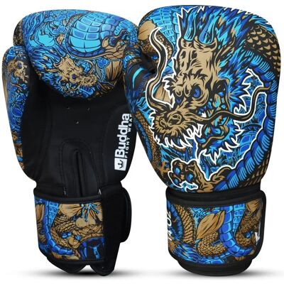 Luvas de Boxe Dragão Fantasia Azul Buddha Fight Wear Luvas de Boxe Dragão Fantasia Azul Buddha Fight Wear