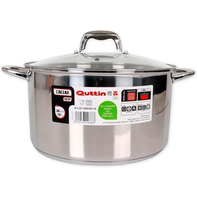 Olla de acero inoxidable Quttin - 30cm, 12L - Con tapa de cristal Olla de acero inoxidable Quttin - 30cm, 12L - Con tapa de cristal