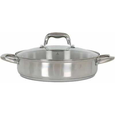 Casserole en Acier avec Couvercle en Verre Quttin 3,1 L Casserole en Acier avec Couvercle en Verre Quttin 3,1 L