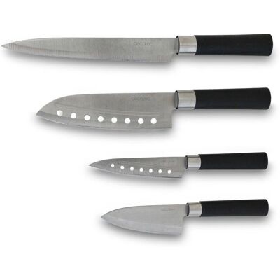 Cecotec Santoku Messerset (4 Stück) - Edelstahl - Schwarz Cecotec Santoku Messerset (4 Stück) - Edelstahl - Schwarz