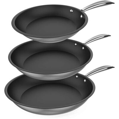 Set de sartenes Cecotec Polka Classy - 20/24/28 cm Acero inoxidable Antiadherente Set de sartenes Cecotec Polka Classy - 20/24/28 cm Acero inoxidable Antiadherente
