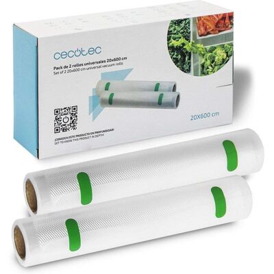 Rouleaux de mise sous vide Cecotec - 20 x 600 cm, 2 pièces Rouleaux de mise sous vide Cecotec - 20 x 600 cm, 2 pièces