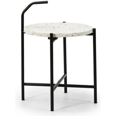 VS Venta-stock Mesa de café redonda - Terrazo, patas negras, 41cm VS Venta-stock Mesa de café redonda - Terrazo, patas negras, 41cm