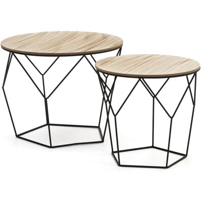 VS Venta-stock Tables Basses - 2 Bois Naturel & Métal Noir - Publicité VS Venta-stock Tables Basses - 2 Bois Naturel & Métal Noir - Publicité
