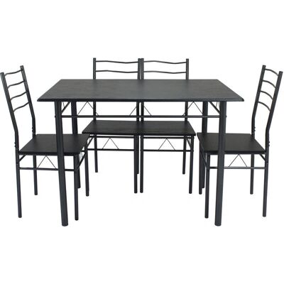 VS VENTA-STOCK Conjunto Mesa y Sillas Lima Negro/Gris - Comedor VS VENTA-STOCK Conjunto Mesa y Sillas Lima Negro/Gris - Comedor