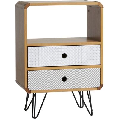 tavolino notturno Carinna VS Venta-stock - 2 Cassetti, Rovere, Gambe Metallo Nero - Multicolore tavolino notturno Carinna VS Venta-stock - 2 Cassetti, Rovere, Gambe Metallo Nero - Multicolore