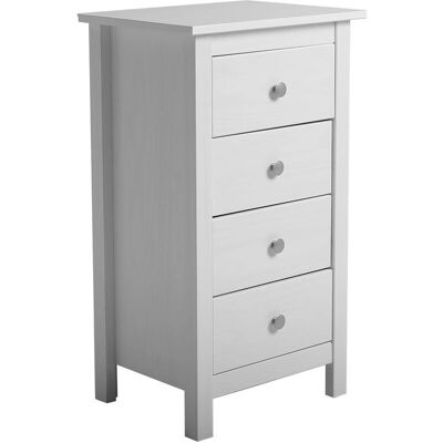 VS VENTA-STOCK Sinfonier de Pino Blanco de 4 Cajones - Mueble de Dormitorio VS VENTA-STOCK Sinfonier de Pino Blanco de 4 Cajones - Mueble de Dormitorio