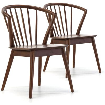 Vs Venta-stock - Confezione da 2 sedie Mura Noce Legno Massiccio Elegante Alto Schienale Vs Venta-stock - Confezione da 2 sedie Mura Noce Legno Massiccio Elegante Alto Schienale