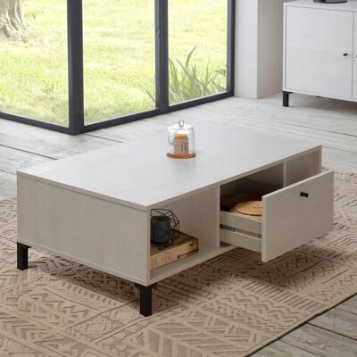 VS VENTA-STOCK Table Basse Blanc et Bois - Table de Café - Publicité VS VENTA-STOCK Table Basse Blanc et Bois - Table de Café - Publicité
