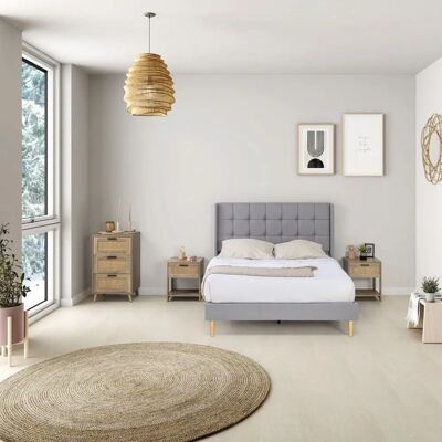 Vs Venta-stock - Cama Tapizada Esther 150x190 Gris Claro - Cama Vs Venta-stock - Cama Tapizada Esther 150x190 Gris Claro - Cama