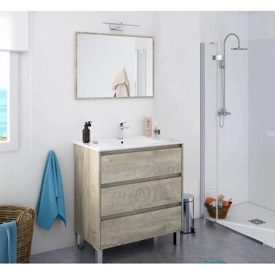 VS Venta-Stock Mueble de baño Devin - 3 cajones, Alaska, Espejo VS Venta-Stock Mueble de baño Devin - 3 cajones, Alaska, Espejo