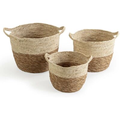 Vs Venta-stock - Ensemble de 3 paniers en fibres naturelles - Blanc/Beige - Publicité Vs Venta-stock - Ensemble de 3 paniers en fibres naturelles - Blanc/Beige - Publicité