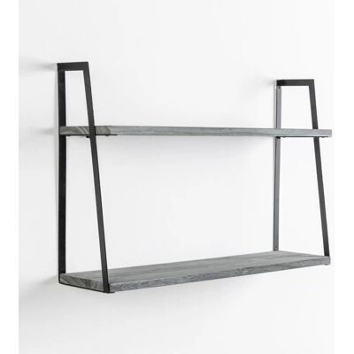 VS VENTA-STOCK Estantería de pared - Estilo industrial, madera de Paulownia, Gris VS VENTA-STOCK Estantería de pared - Estilo industrial, madera de Paulownia, Gris
