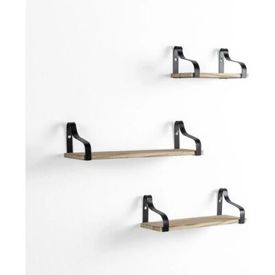 VS VENTA-STOCK - Juego de 3 estantes de pared - Negro y Marrón - Decoración Moderna VS VENTA-STOCK - Juego de 3 estantes de pared - Negro y Marrón - Decoración Moderna