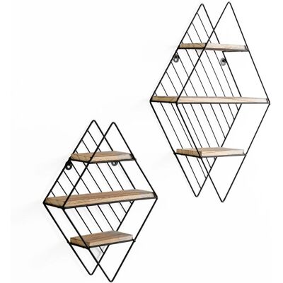 Vs Venta-stock - Ensemble d'Étagères Murales - Décor en Diamant en Bois Moderne - Publicité Vs Venta-stock - Ensemble d'Étagères Murales - Décor en Diamant en Bois Moderne - Publicité