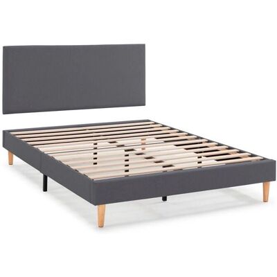 Vs Venta-stock - Cabecero + Base tapizada Aura 150x190cm Gris Oscuro - Base de cama Vs Venta-stock - Cabecero + Base tapizada Aura 150x190cm Gris Oscuro - Base de cama