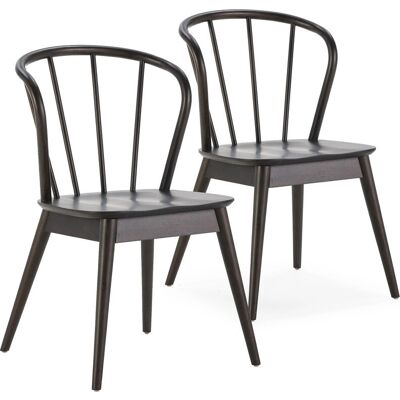 Vs Venta-stock - Lot de 2 chaises modernes en bois de caoutchouc noir - Publicité Vs Venta-stock - Lot de 2 chaises modernes en bois de caoutchouc noir - Publicité