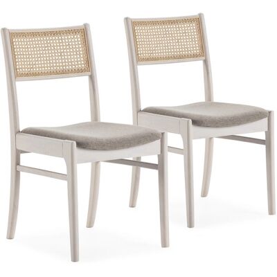 VS VENTA-STOCK Vilma Weiße Wasche Massivholz Rattan Esszimmerstühle VS VENTA-STOCK Vilma Weiße Wasche Massivholz Rattan Esszimmerstühle