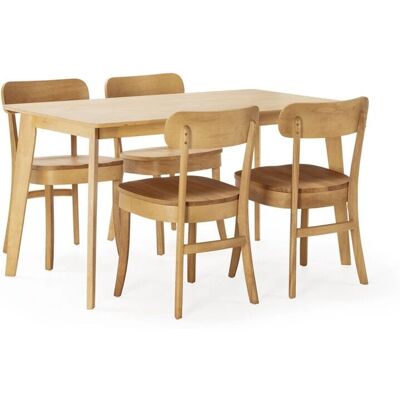 VS VENTA-STOCK Juego de Comedor de Madera Rústica - Mesa 140x80 cm y 4 Sillas VS VENTA-STOCK Juego de Comedor de Madera Rústica - Mesa 140x80 cm y 4 Sillas