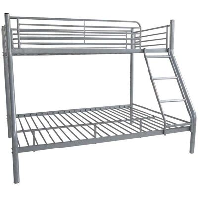 Cama a castillo BEFARA - Plata - Para 3 Personas Cama a castillo BEFARA - Plata - Para 3 Personas