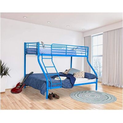 Cama en Alto en Azul Metal - Castle - Diseño Ahorra Espacio Cama en Alto en Azul Metal - Castle - Diseño Ahorra Espacio