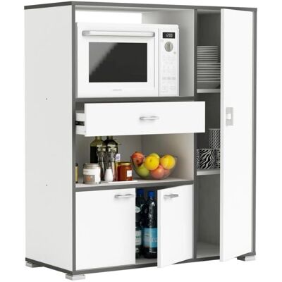 Mueble auxiliar de cocina blanco con estantes regulables - Cocina Mueble auxiliar de cocina blanco con estantes regulables - Cocina
