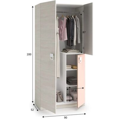 Fores - armario juvenil ailuz - mueble de almacenamiento moderno Fores - armario juvenil ailuz - mueble de almacenamiento moderno