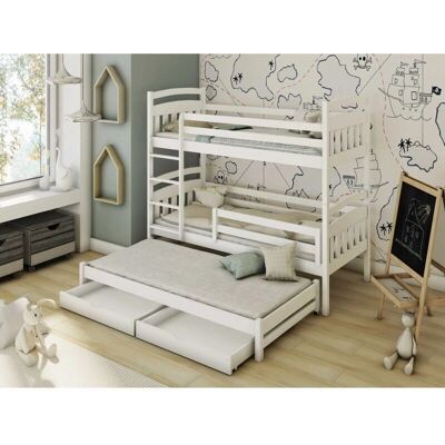 Cama a castillo Nasu de Befara - Blanco - 90x190 - Diseño compacto Cama a castillo Nasu de Befara - Blanco - 90x190 - Diseño compacto