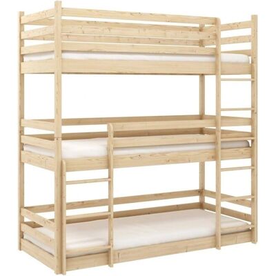 Litera triple Kaya de madera maciza - Pino - Natural Litera triple Kaya de madera maciza - Pino - Natural