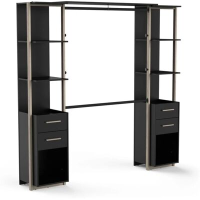 EBAN - Vestidor con cajones estilo industrial - Negro - Armario EBAN - Vestidor con cajones estilo industrial - Negro - Armario