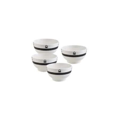 Benetton BE-0255 Essigschüssel Set - 4 Schwarz/Weiß Porzellanschalen Benetton BE-0255 Essigschüssel Set - 4 Schwarz/Weiß Porzellanschalen