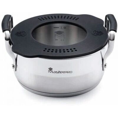 MasterPro Casserole en acier inoxydable - 1,5L, Noir, Compatible induction - Publicité MasterPro Casserole en acier inoxydable - 1,5L, Noir, Compatible induction - Publicité