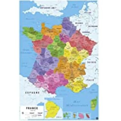 Mapa Francji 2017 Plakat - 91,5x61cm Mapa Francji 2017 Plakat - 91,5x61cm
