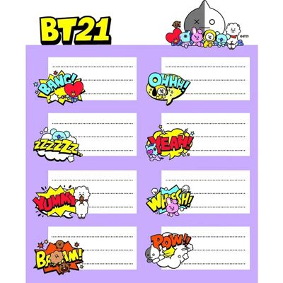 BT21 - Ensemble de 16 autocollants pour cahiers/livres - Publicité BT21 - Ensemble de 16 autocollants pour cahiers/livres - Publicité