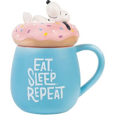 SNOOPY - Essen-Schlafen-Wiederholen - 3D Becher + Deckel - 500 ml - Tasse SNOOPY - Essen-Schlafen-Wiederholen - 3D Becher + Deckel - 500 ml - Tasse