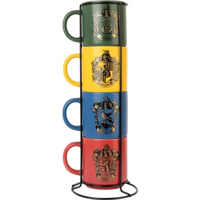 Set de Mugs Harry Potter - Porcelaine, 4 pcs, Support Métal - 300ml - Publicité Set de Mugs Harry Potter - Porcelaine, 4 pcs, Support Métal - 300ml - Publicité