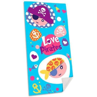 Love Pirates Baumwollhandtuch - 70x140cm - Blau - Strandtuch Love Pirates Baumwollhandtuch - 70x140cm - Blau - Strandtuch